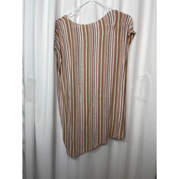 Max Studio blouse knit shirt top women's medium natural stripe tie front red tan - Picture 10 of 14